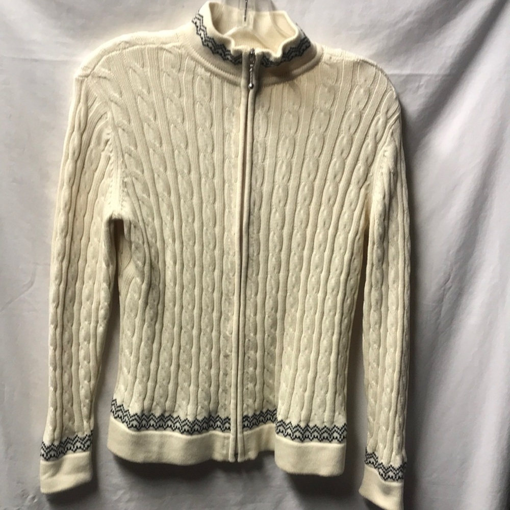 Westbound Women’s Cable-Knit Zip Cardigan Long Sleeve Sweater - Size S